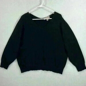 Philosophy Sweater Women’s 2X Black V Neck Long Sleeves Rayon Blend